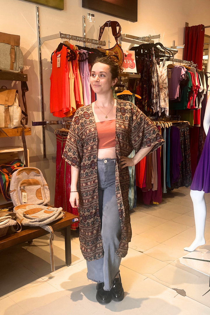 Kimono long à manches courtes Naomy