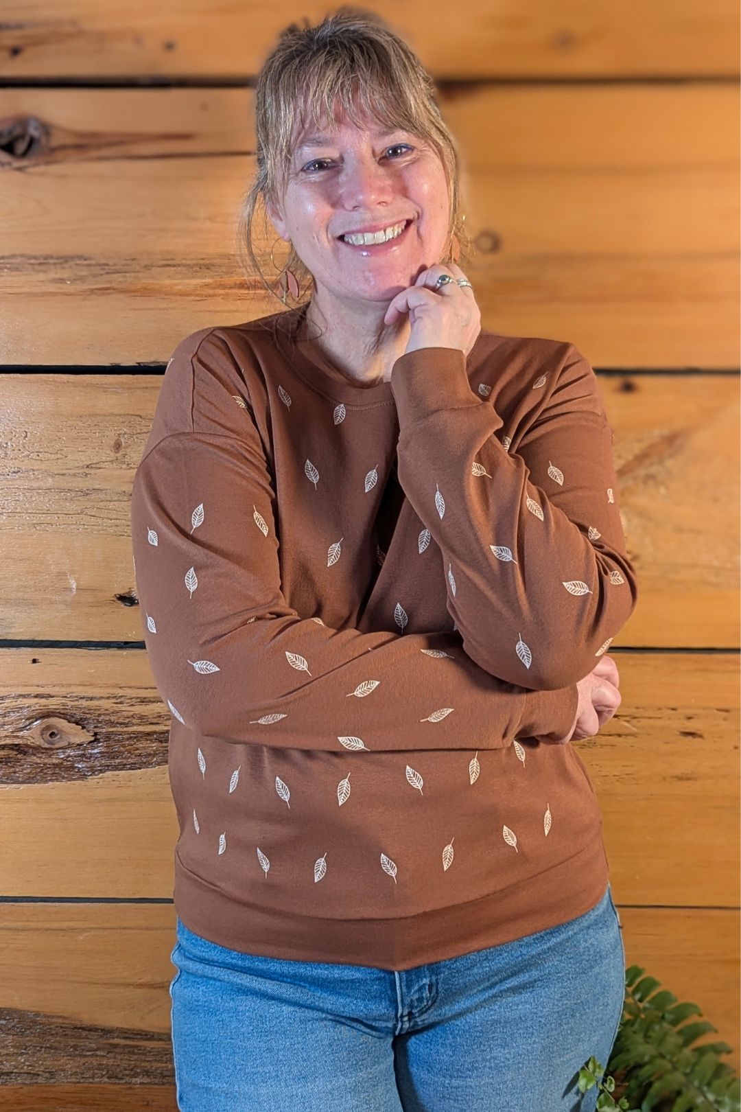 Chandail col rond Lily — Feuille