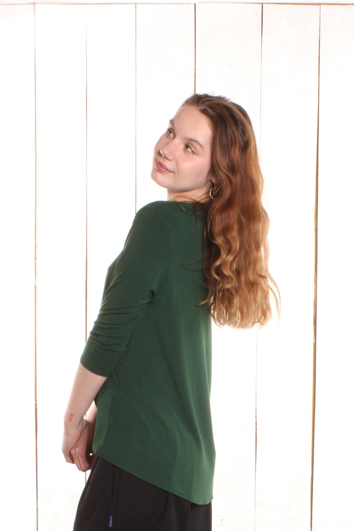 Manches longues bas rond - 2 coutures épaules (jersey) Vert Chandail by Riches | Roxy Lama