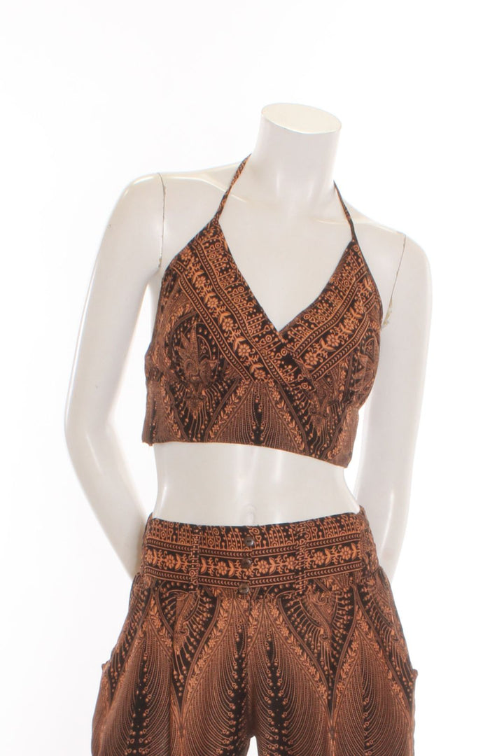 Crop top Iris - imprimé Fleur- Choco Camisole by Sornsiri | Roxy Lama