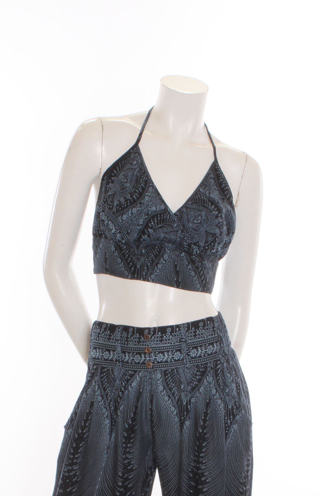 Crop top Iris - imprimé Fleur- Noir Camisole by Sornsiri | Roxy Lama