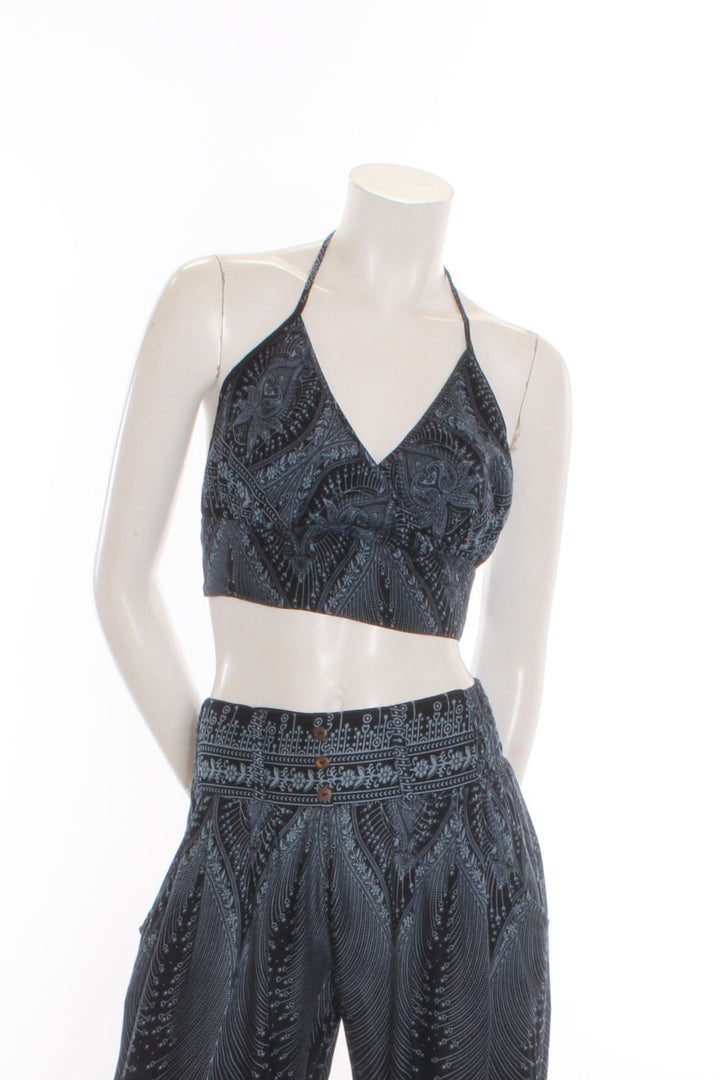 Crop top Iris - imprimé Fleur- Noir Camisole by Sornsiri | Roxy Lama