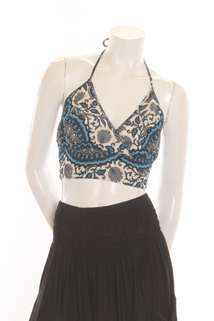 Crop top Iris - imprimé Jaipur - Blanc/turquoise Camisole by Sornsiri | Roxy Lama