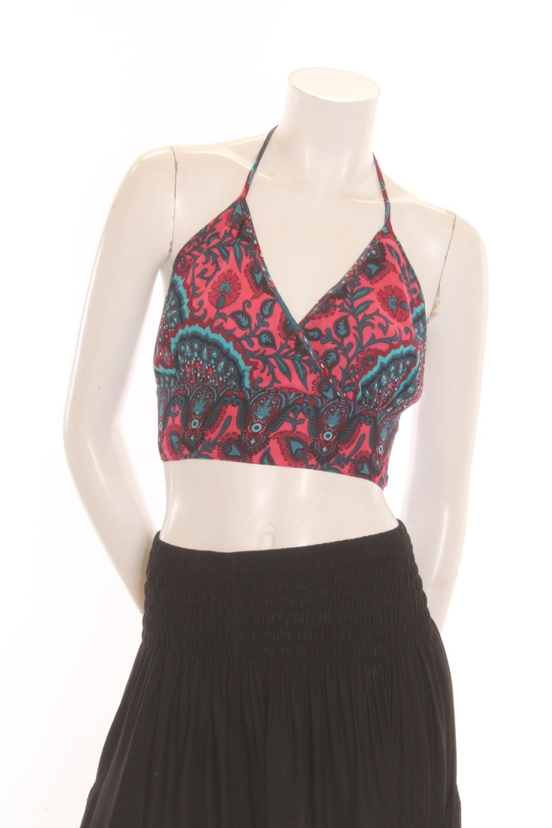 Crop top Iris - imprimé Jaipur - Fuschia/turquoise Camisole by Sornsiri | Roxy Lama