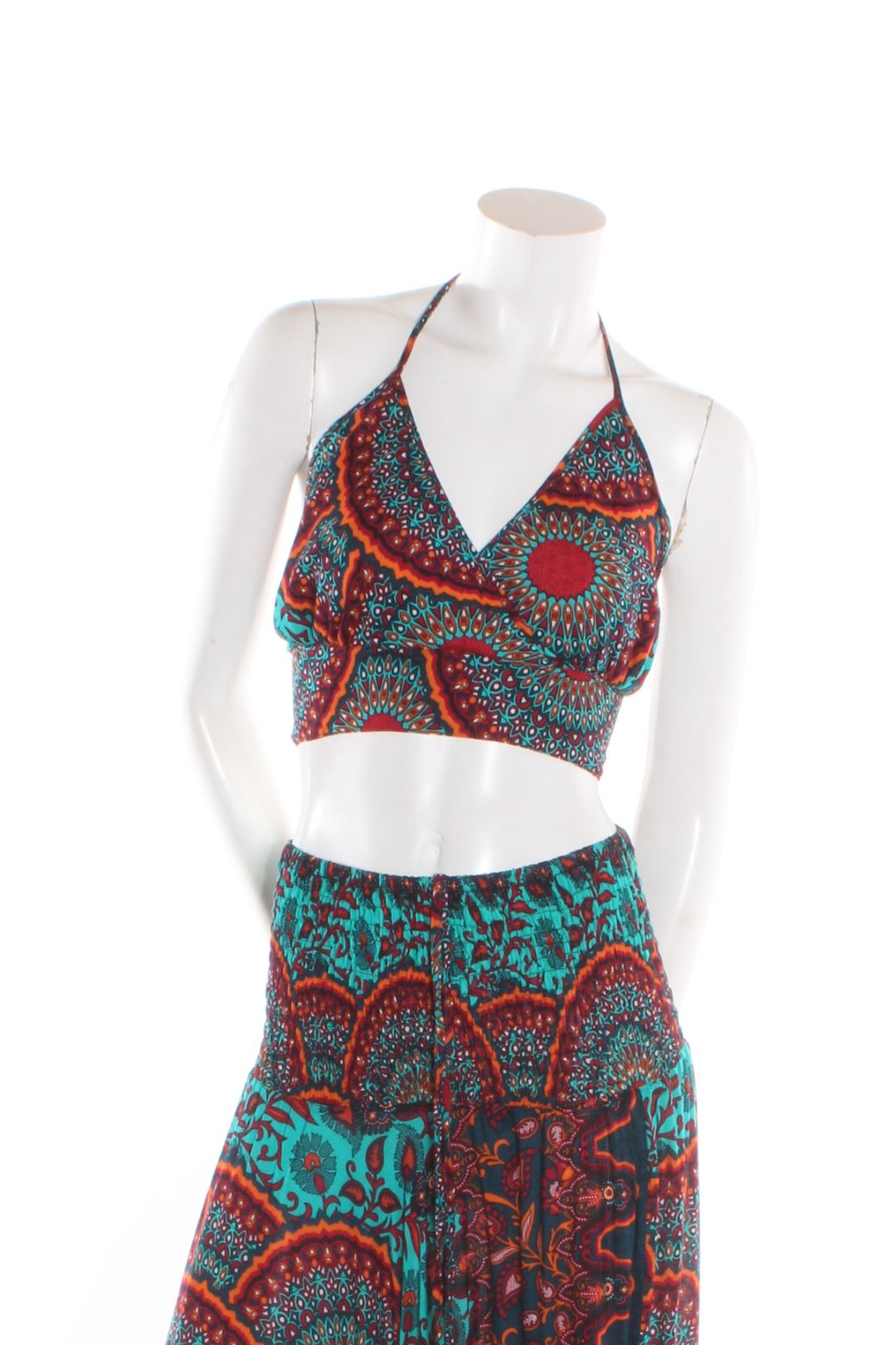 Crop top Iris - imprimé Jaipur - Turquoise/rouge Camisole by Sornsiri | Roxy Lama