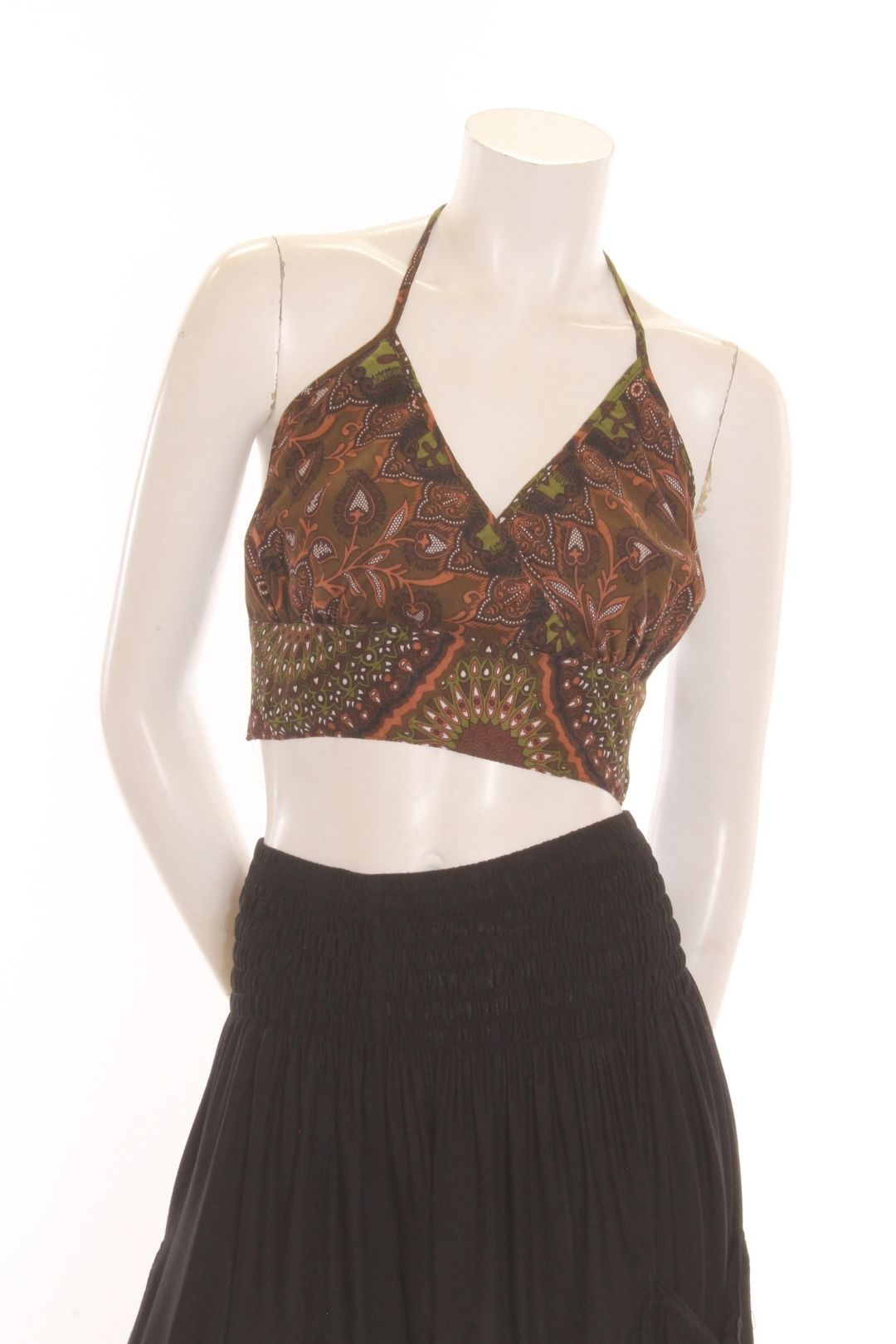 Crop top Iris - imprimé Jaipur - Vert/Brun Camisole by Sornsiri | Roxy Lama