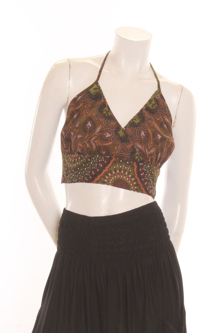 Crop top Iris - imprimé Jaipur - Vert/Brun Camisole by Sornsiri | Roxy Lama