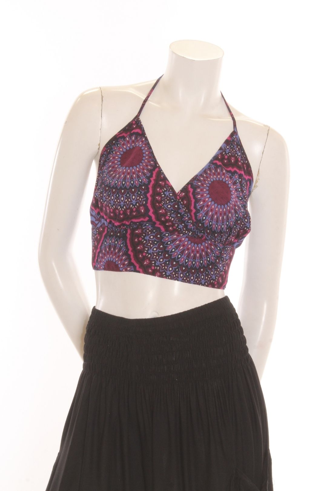 Crop top Iris - imprimé Temple- Noir Camisole by Sornsiri | Roxy Lama