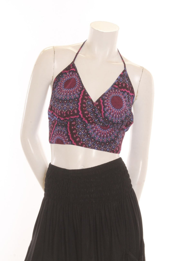 Crop top Iris - imprimé Temple- Noir Camisole by Sornsiri | Roxy Lama