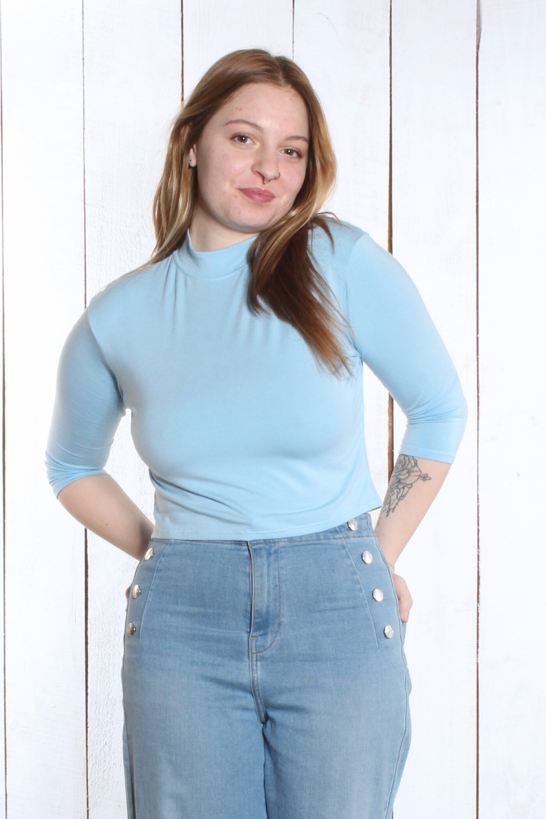 Haut Amélie - Manches 3/4 Aqua Chandail by Riches | Roxy Lama