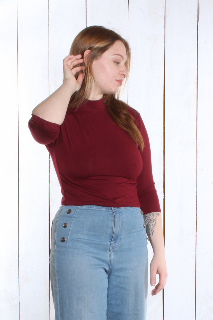 Haut Amélie - Manches 3/4 Bordeaux Chandail by Riches | Roxy Lama