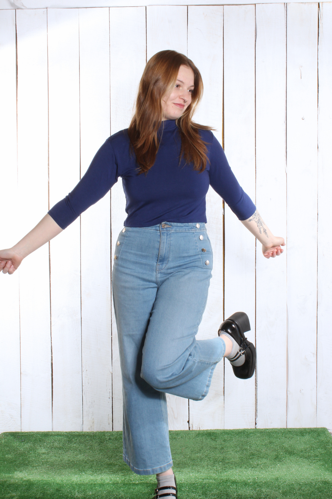 Haut Amélie - Manches 3/4 Marine Chandail by Riches | Roxy Lama