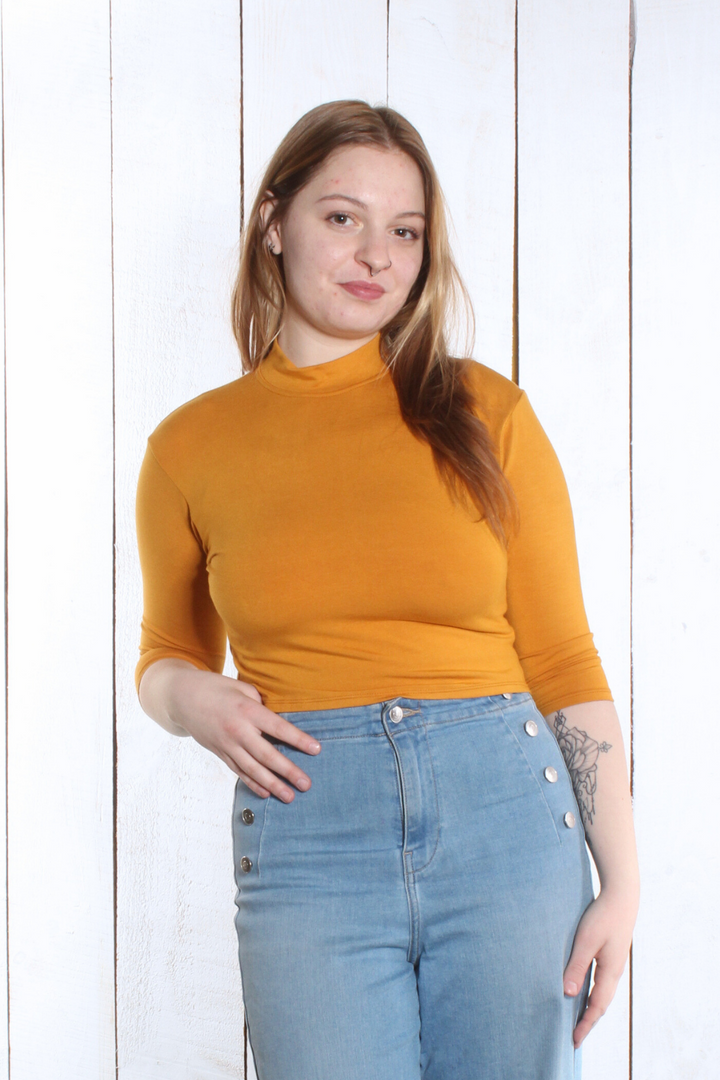 Haut Amélie - Manches 3/4 Moutarde Chandail by Riches | Roxy Lama