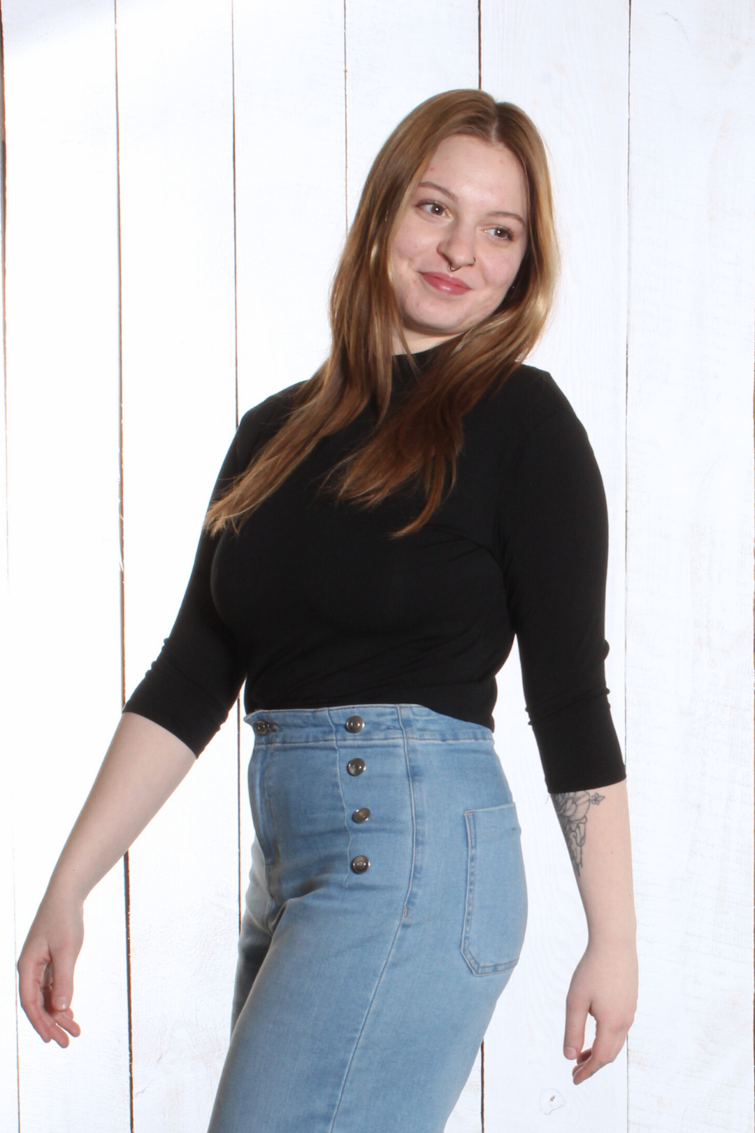 Haut Amélie - Manches 3/4 Noir Chandail by Riches | Roxy Lama