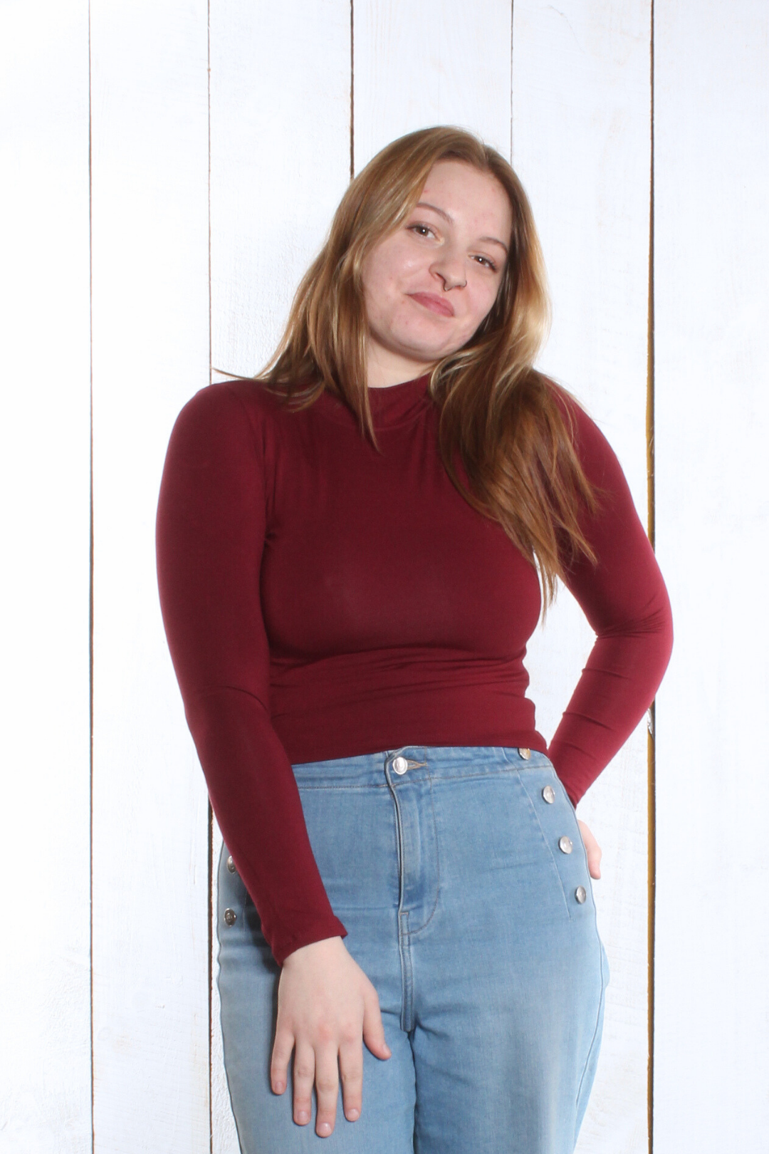 Haut Amélie - Manches longues Bordeaux Chandail by Riches | Roxy Lama