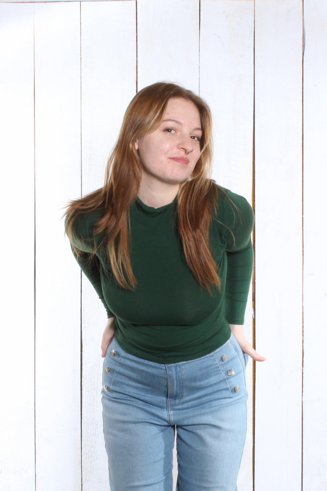 Haut Amélie - Manches longues Vert Chandail by Riches | Roxy Lama