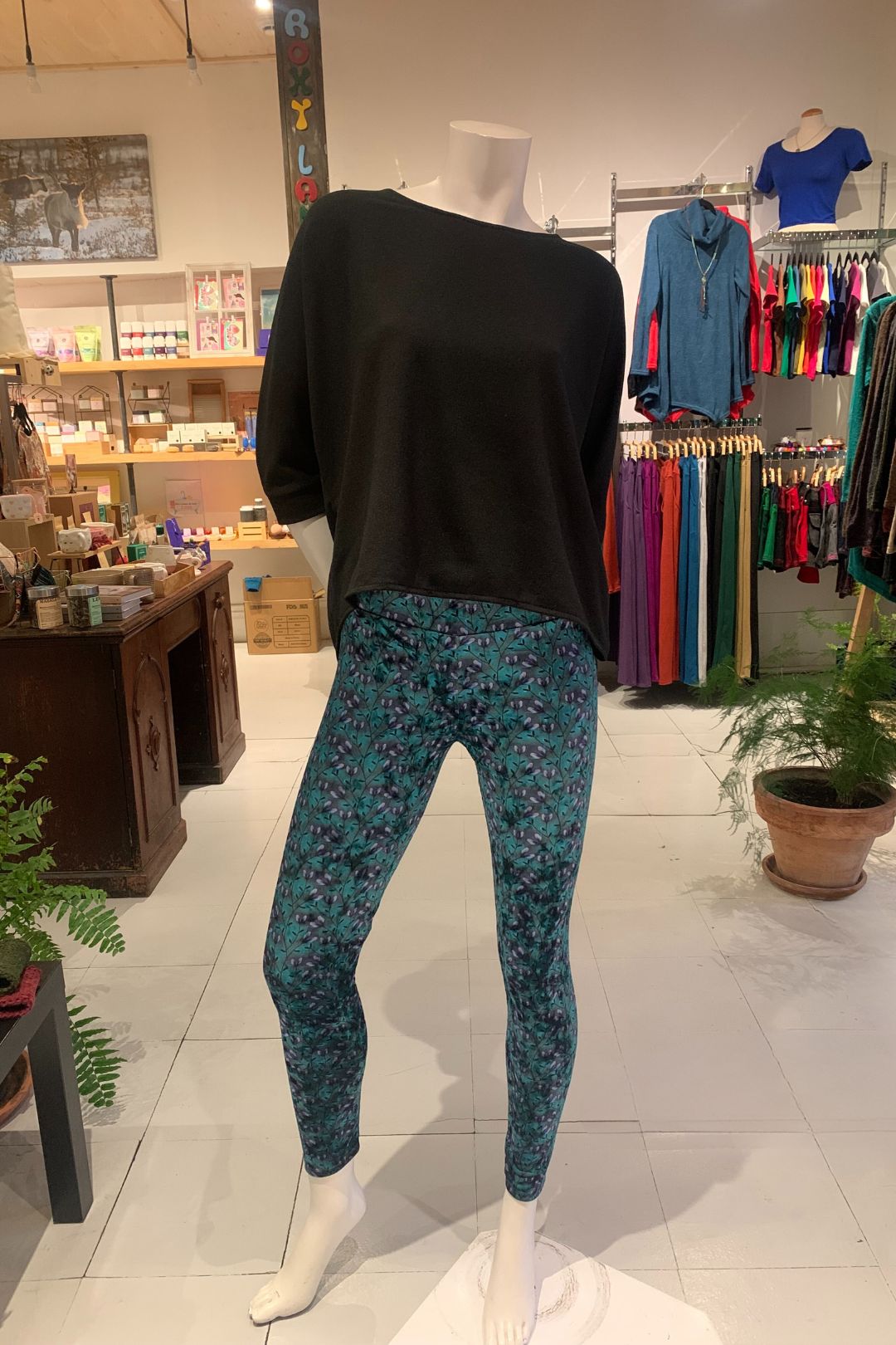 Legging velours Fleurs turquoise S Legging by Riches | Roxy Lama