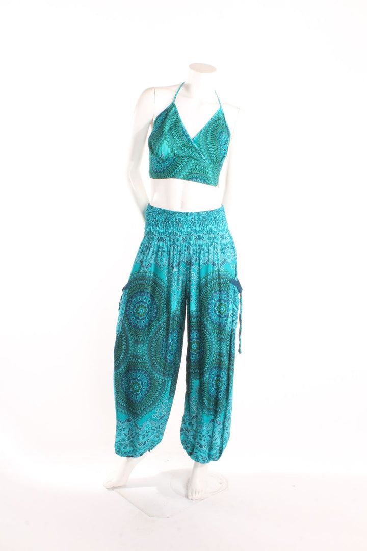 Pantalon Aladin — Kaléidoscope Sarcelle Pantalons by Sornsiri | Roxy Lama