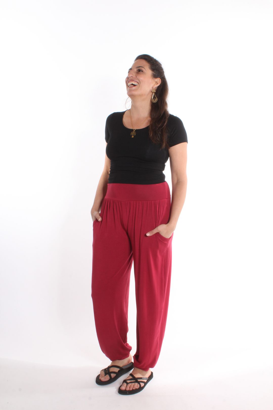 Pantalon ample Rox — Uni Cerise Pantalons by Riches | Roxy Lama