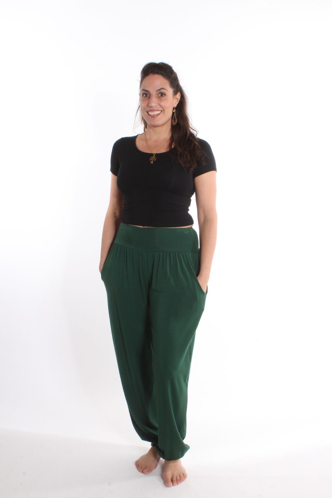 Pantalon ample Rox — Uni Vert forêt Pantalons by Riches | Roxy Lama