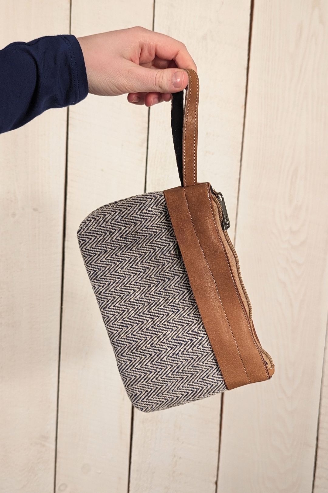 Pochette porte monnaie - Coton tissé et cuir Bleu Pochette by Lobsang Bag | Roxy Lama