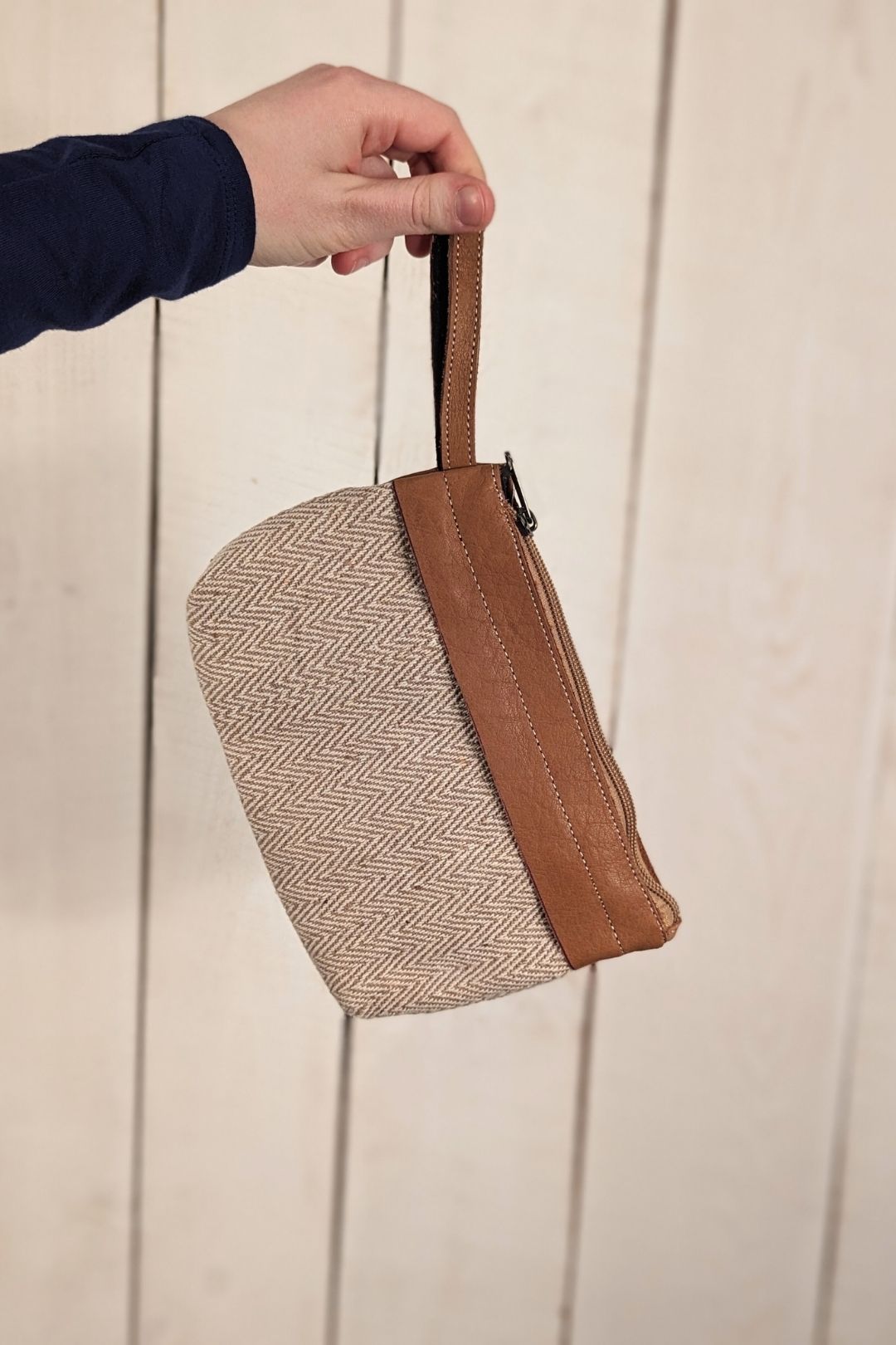 Pochette porte monnaie - Coton tissé et cuir Crème Pochette by Lobsang Bag | Roxy Lama