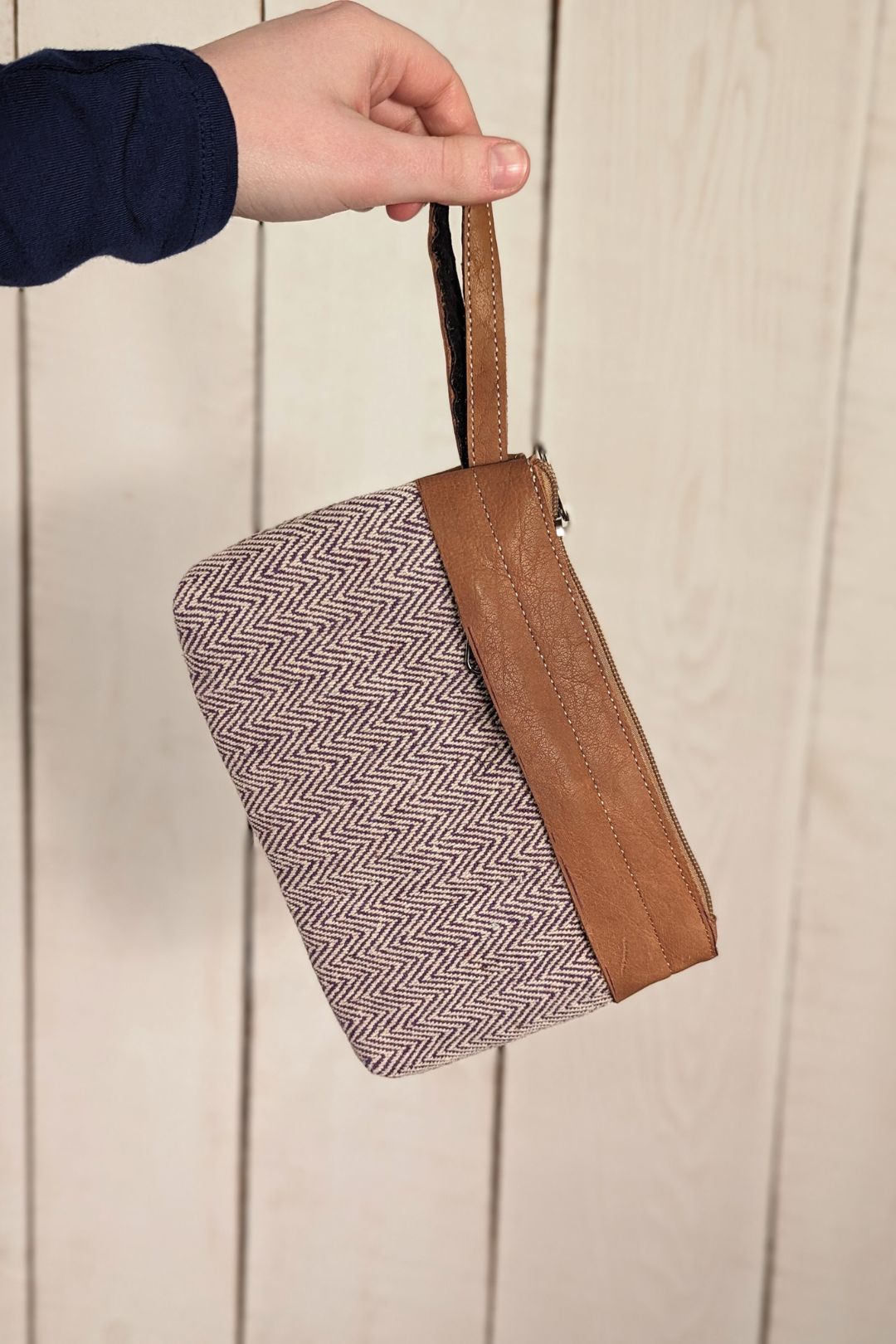 Pochette porte monnaie - Coton tissé et cuir Mauve Pochette by Lobsang Bag | Roxy Lama