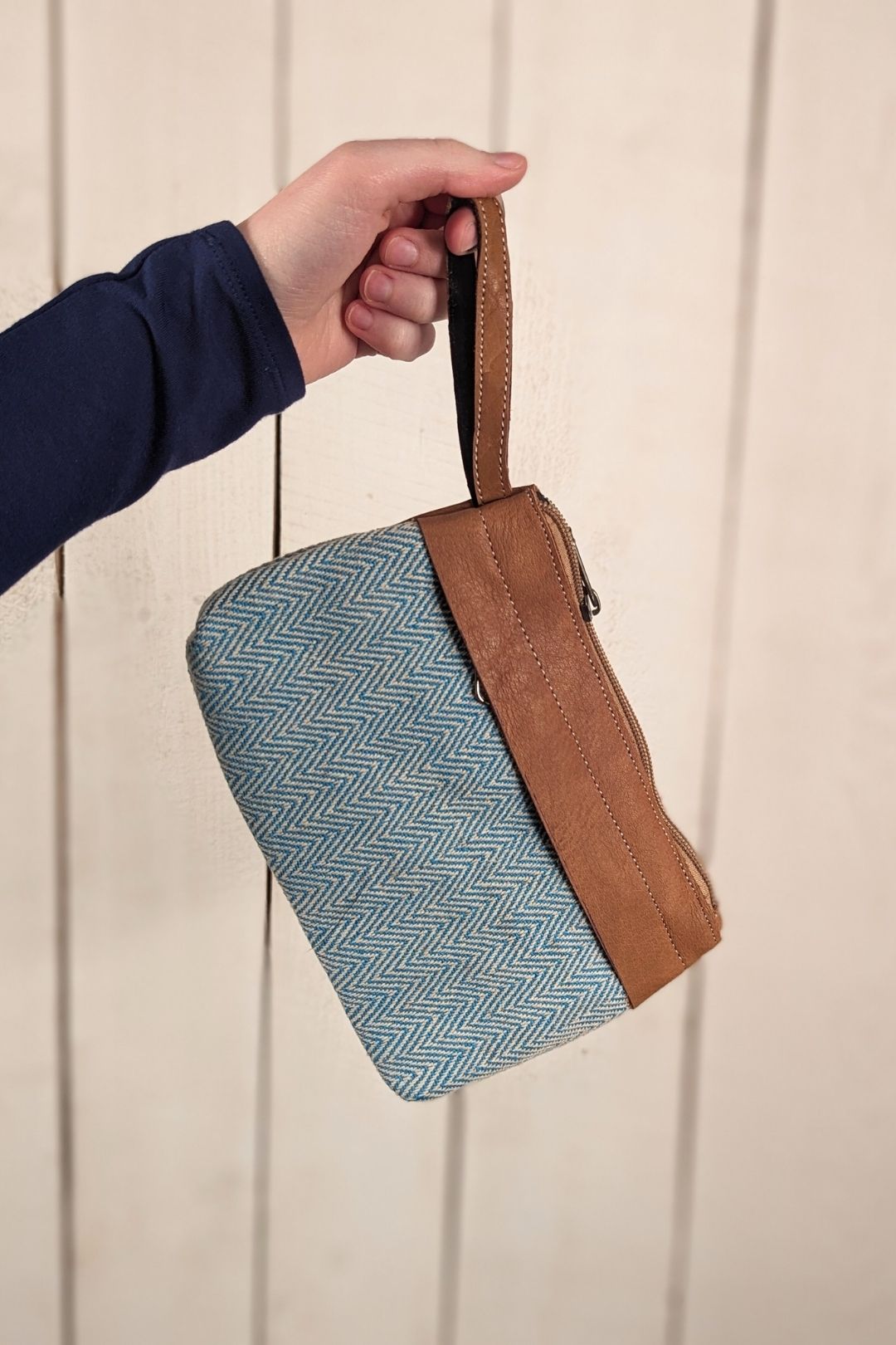 Pochette porte monnaie - Coton tissé et cuir Turquoise Pochette by Lobsang Bag | Roxy Lama