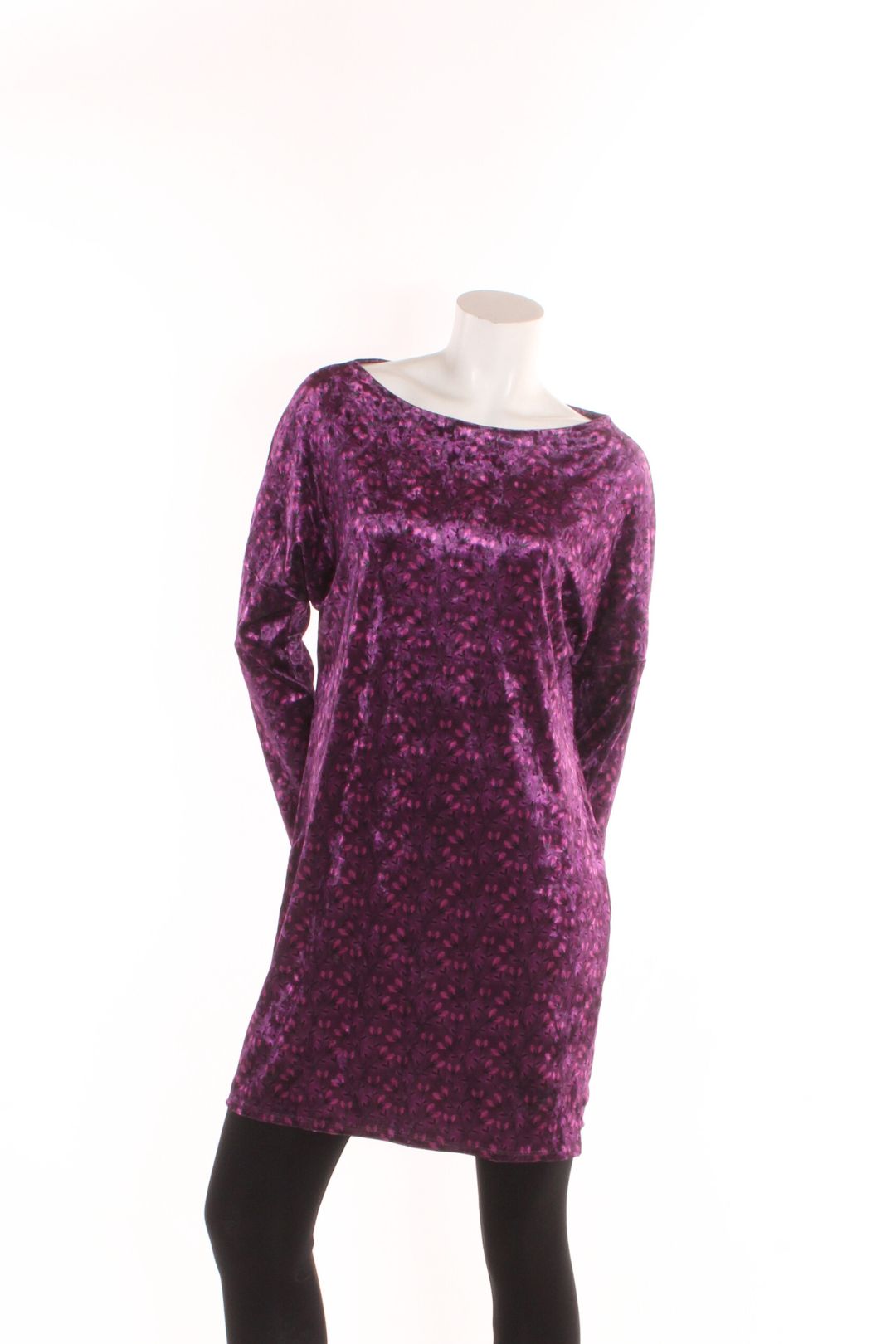 Robe manches longues velours Fleurs mauve S/M Robes et Tuniques by Riches | Roxy Lama