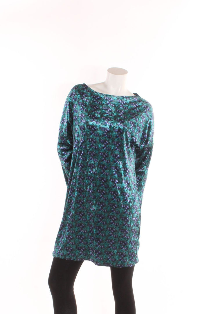 Robe manches longues velours Fleurs turquoise S/M Robes et Tuniques by Riches | Roxy Lama