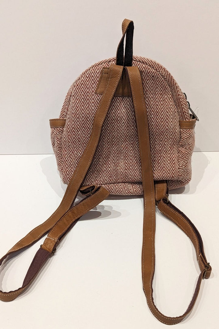 Sac à dos petit rond - Coton tissé et cuir sac à dos by Lobsang Bag | Roxy Lama