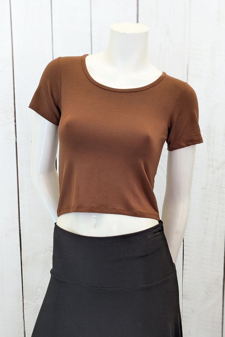 T-shirt court col rond Brun T-shirts Femme by Eternal | Roxy Lama