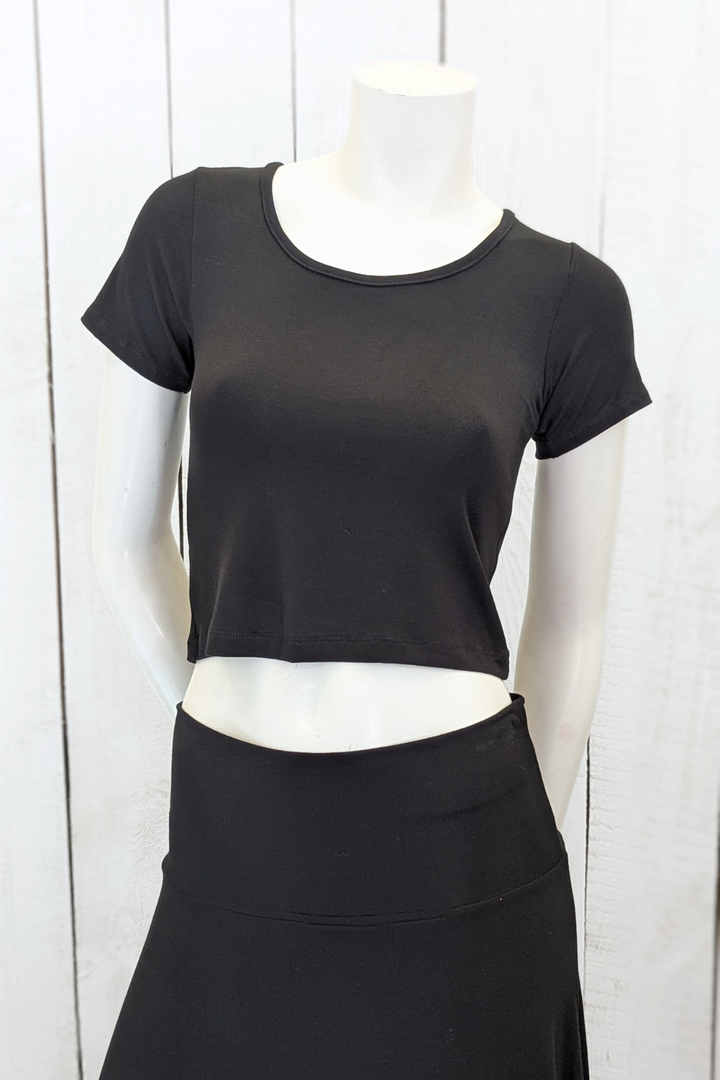 T-shirt court col rond Noir T-shirts Femme by Eternal | Roxy Lama