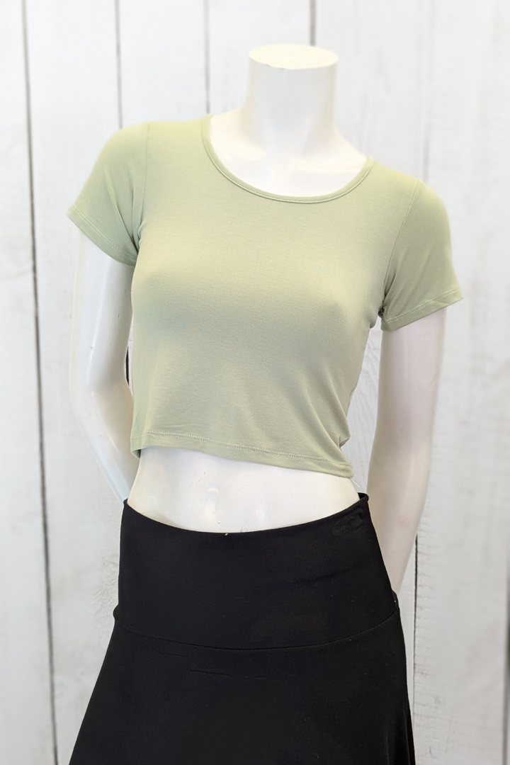 T-shirt court col rond Vert mousse T-shirts Femme by Eternal | Roxy Lama