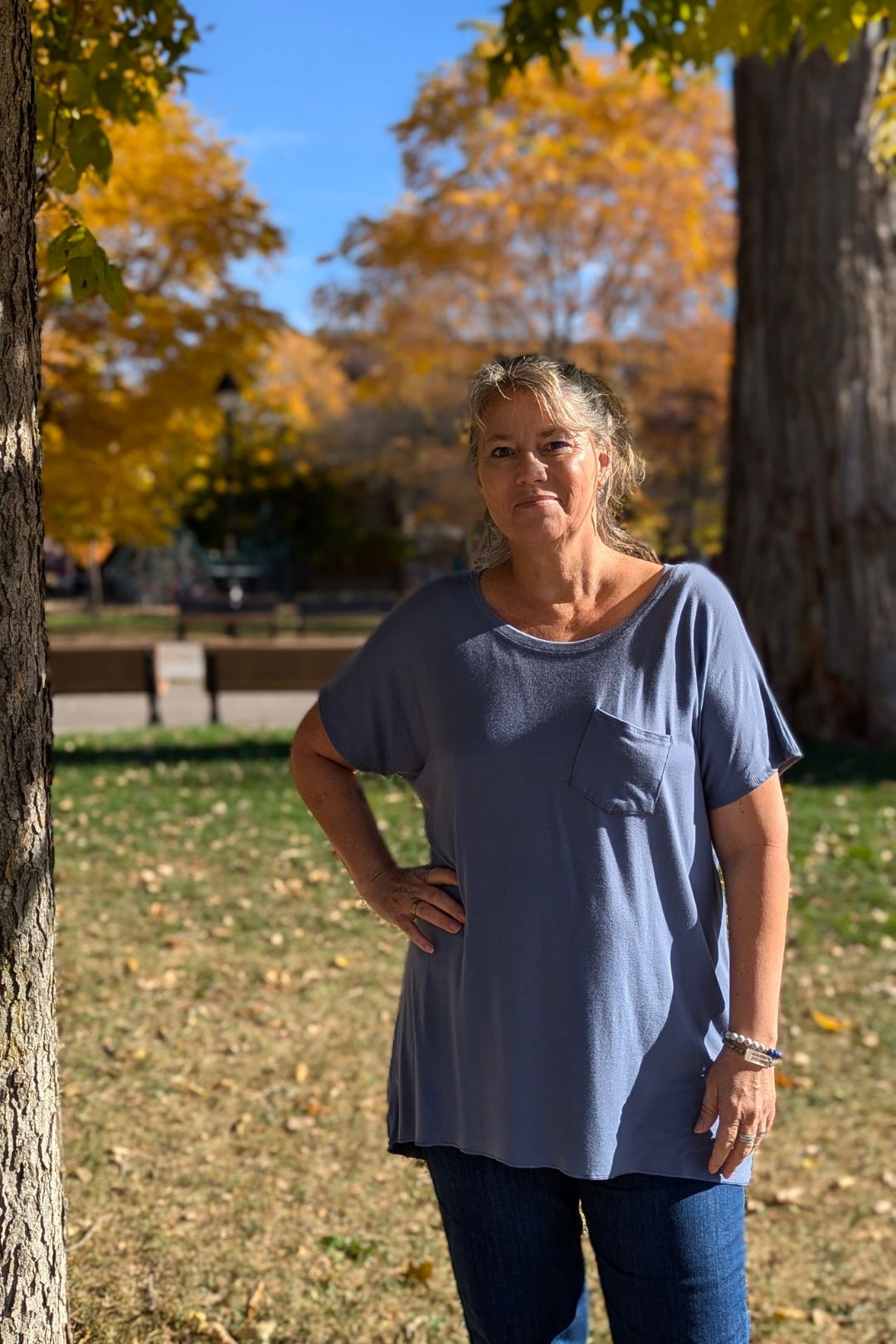 T-shirt Irina ample petite poche Acier by Roxy Lama | Roxy Lama