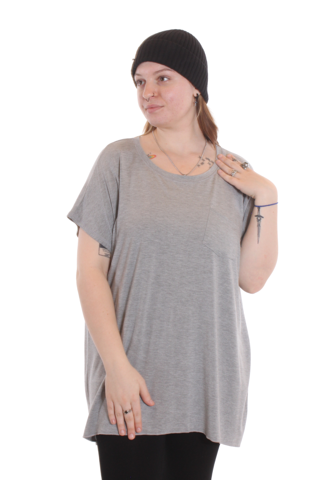 T-shirt ample petite poche Gris chiné by Roxy Lama | Roxy Lama