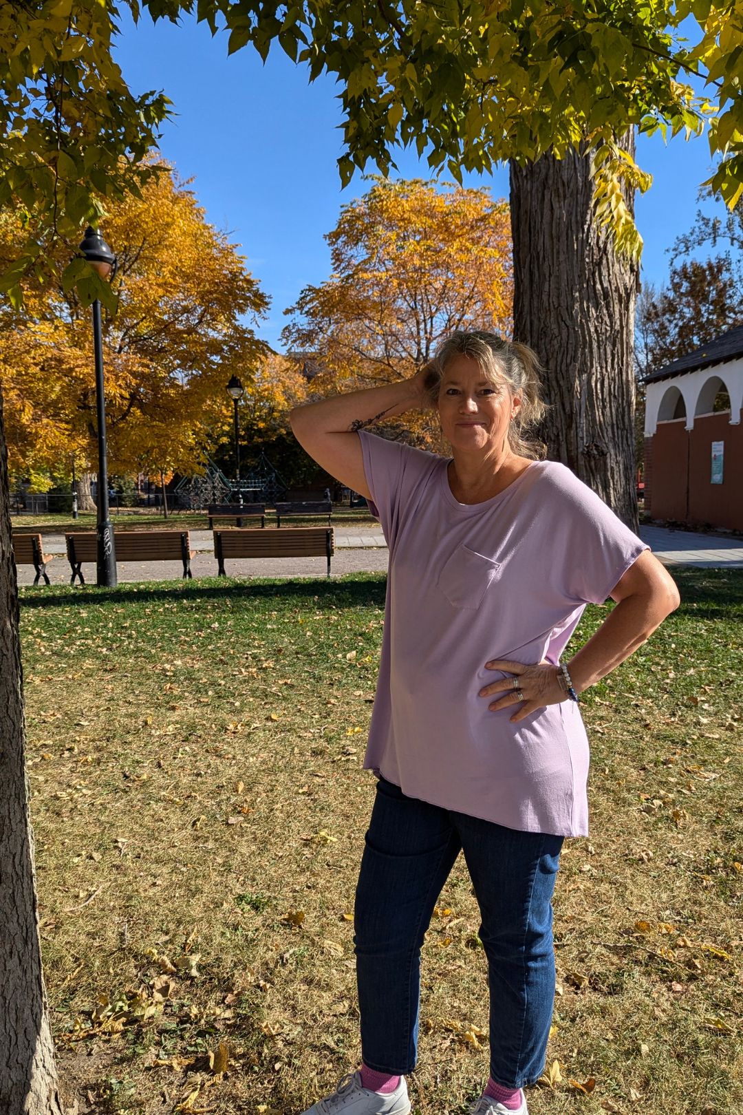 T-shirt Irina ample petite poche Lilas by Roxy Lama | Roxy Lama