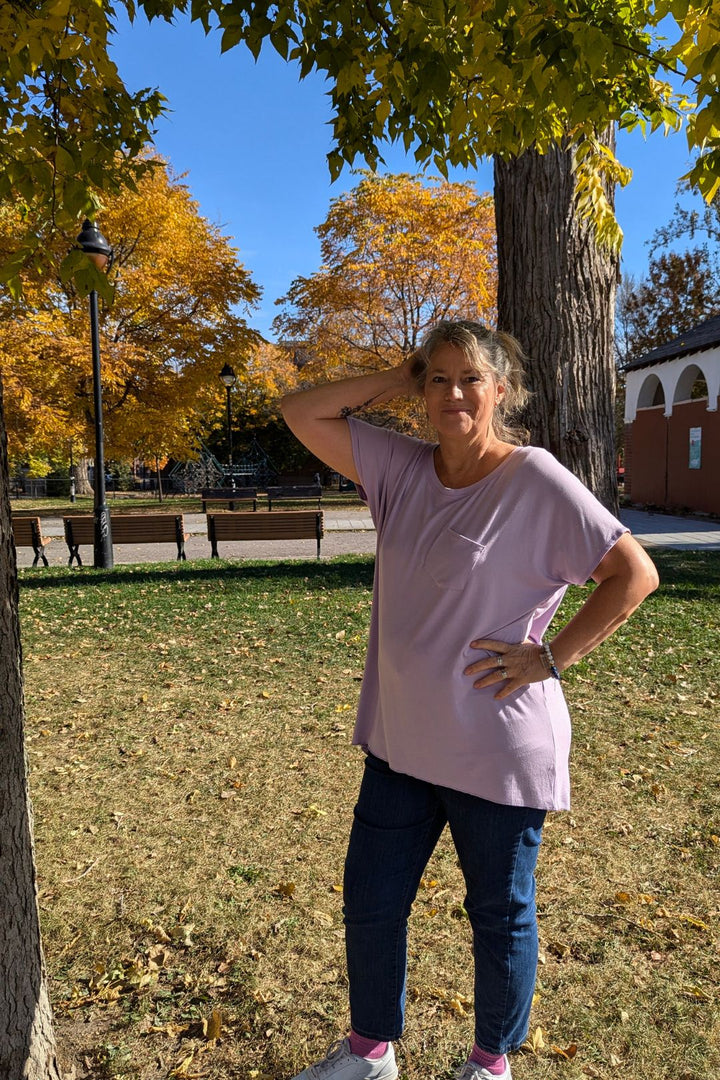 T-shirt Irina ample petite poche Lilas by Roxy Lama | Roxy Lama