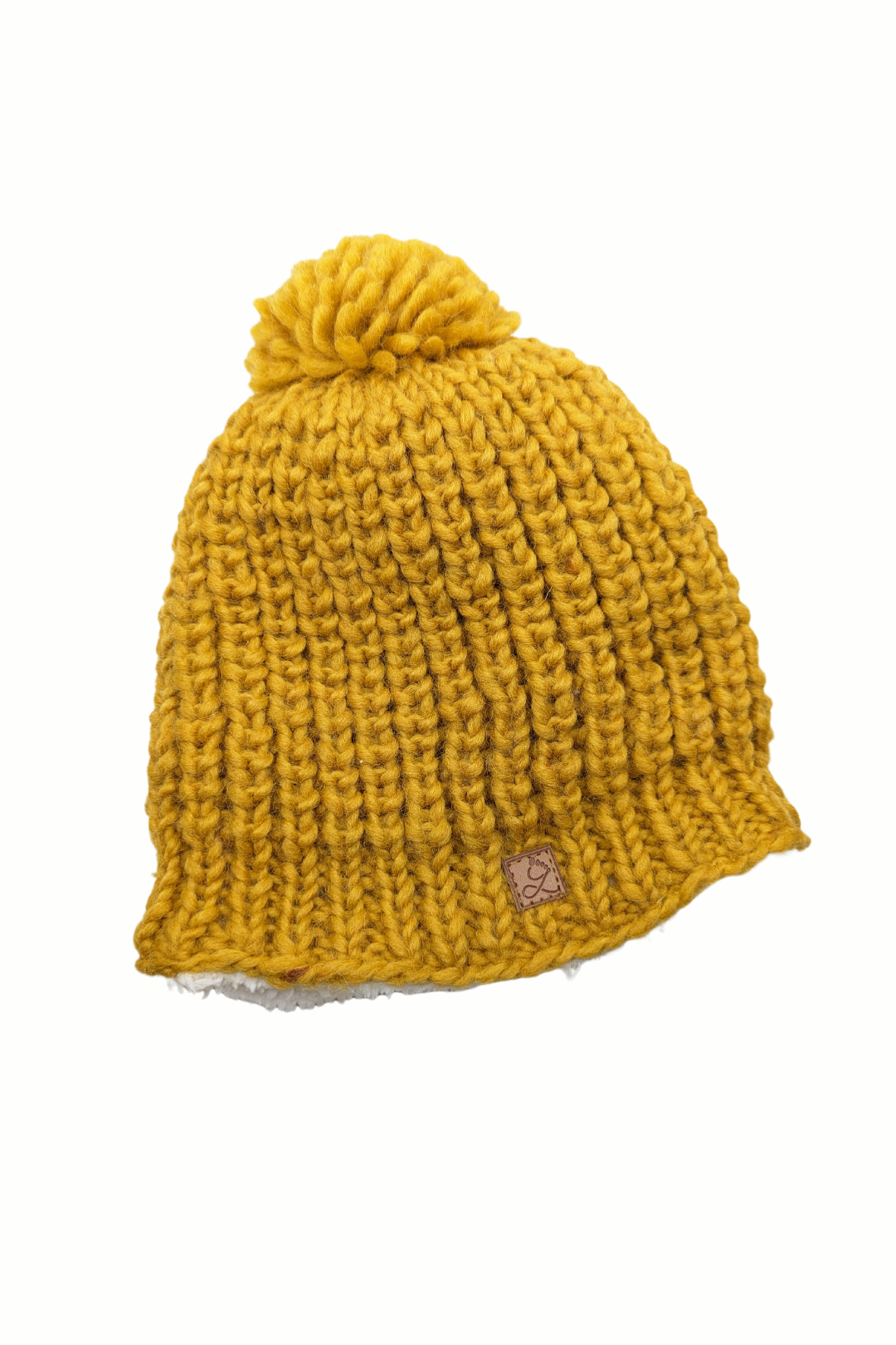 Tuque en laine doublée en polar avec pompon – chaleur et confort