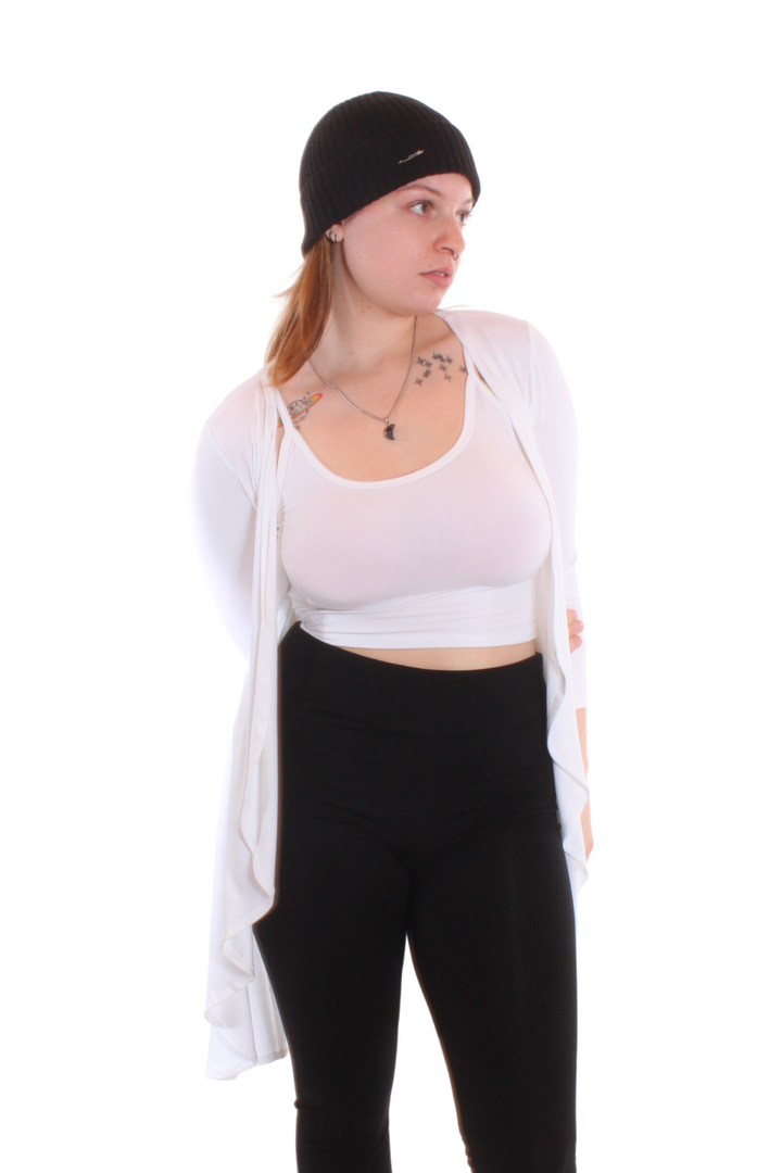 Veste longue drapée Blanc by Roxy Lama | Roxy Lama