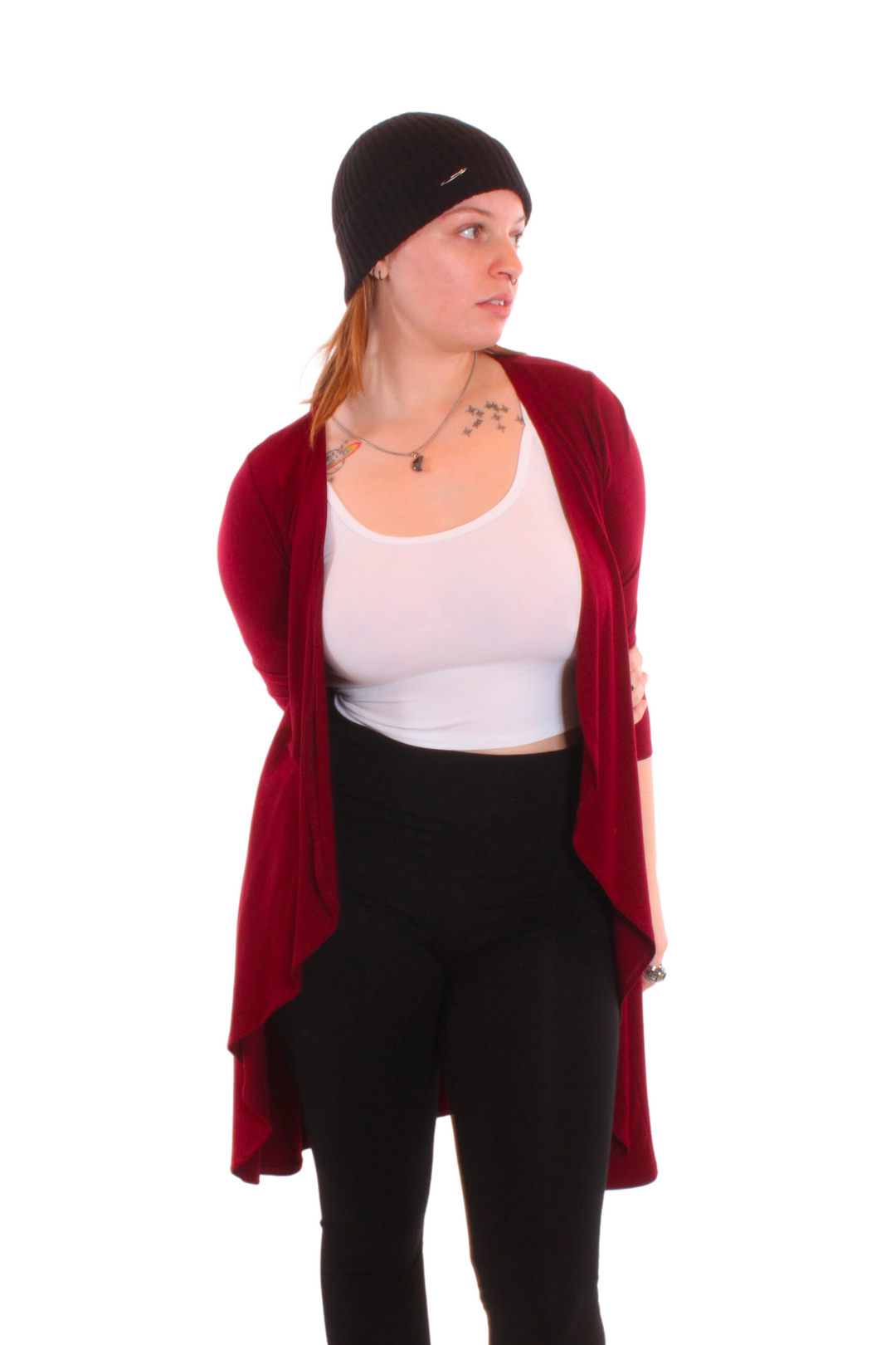 Veste longue drapée Bordeaux by Roxy Lama | Roxy Lama