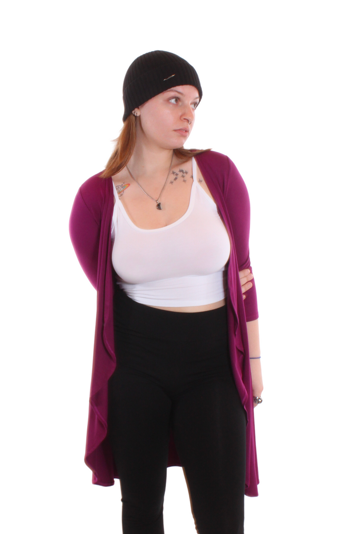 Veste longue drapée Magenta by Roxy Lama | Roxy Lama