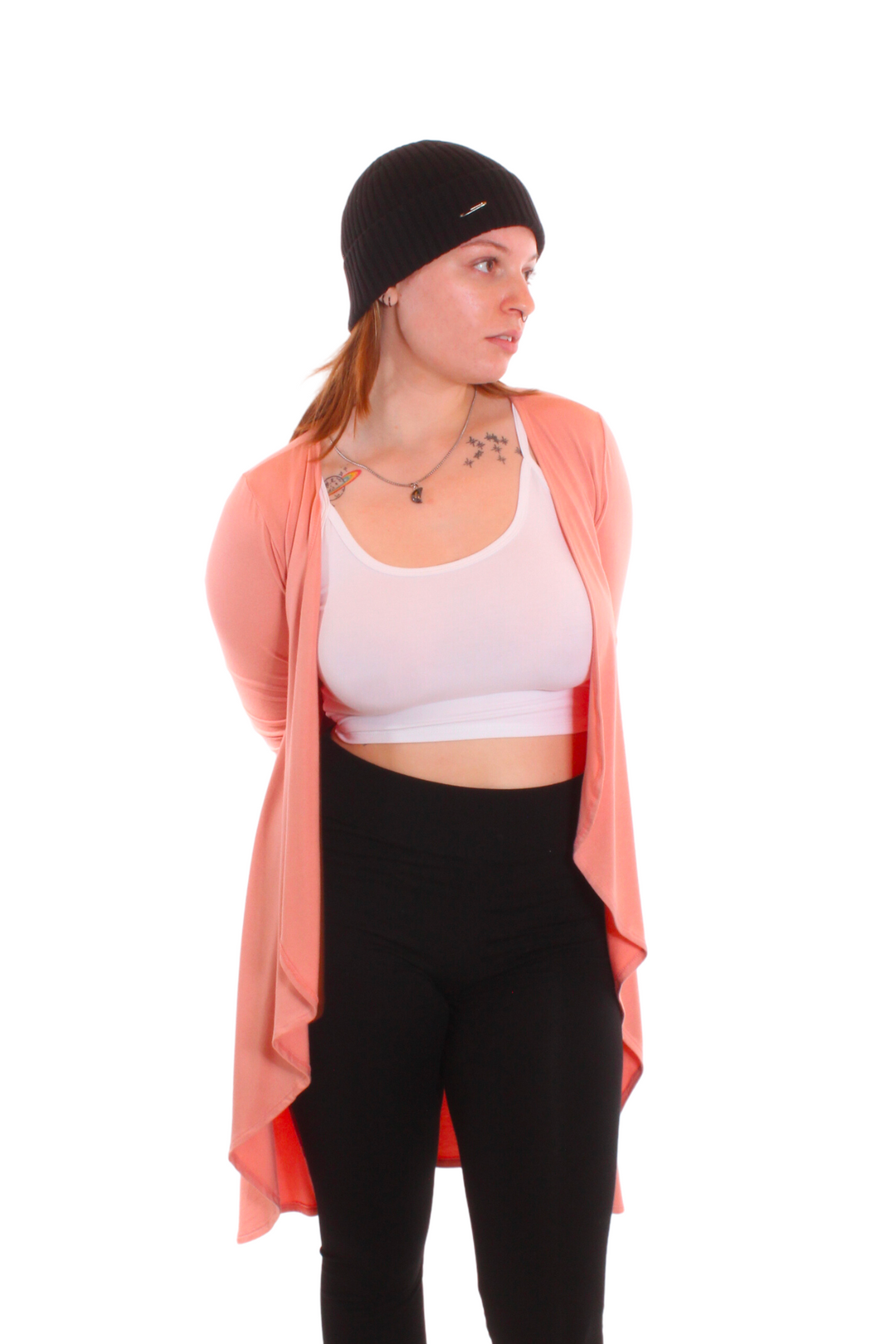 Veste longue drapée Rose pâle by Roxy Lama | Roxy Lama