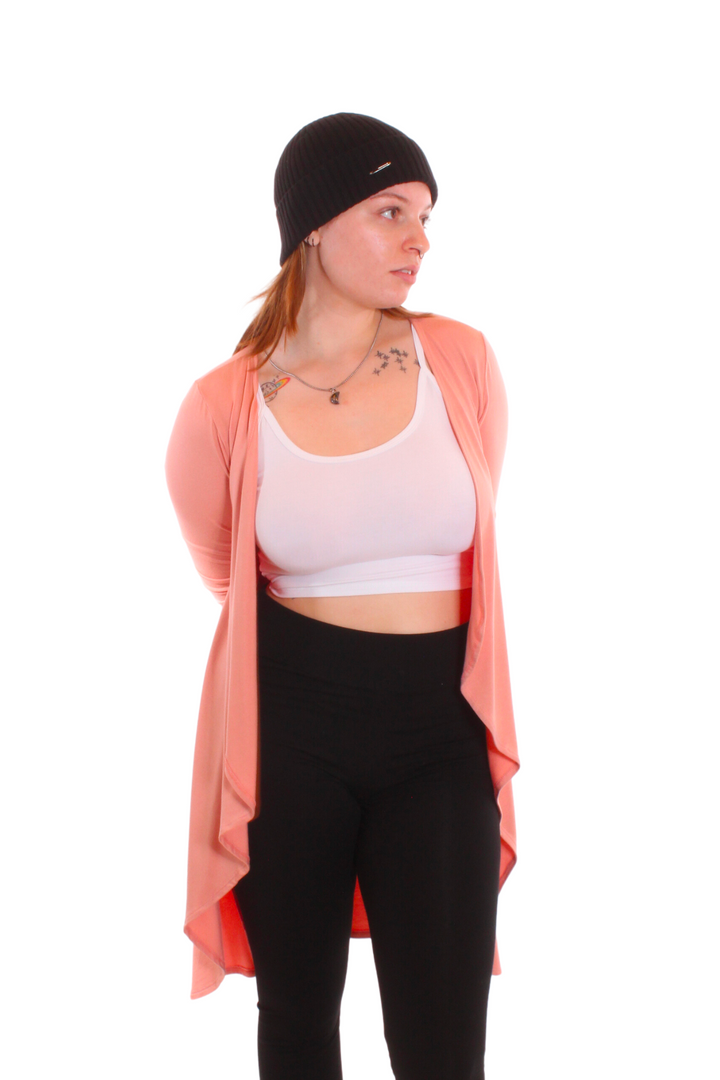 Veste longue drapée Rose pâle by Roxy Lama | Roxy Lama