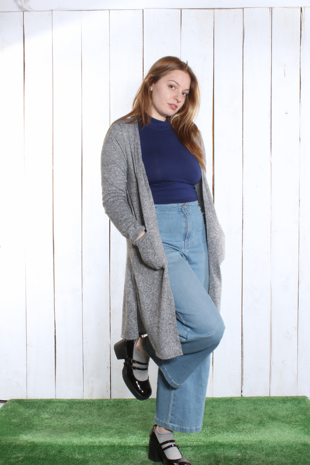 Veste longue droite- 2 poches Gris chiné Vestes by Riches | Roxy Lama