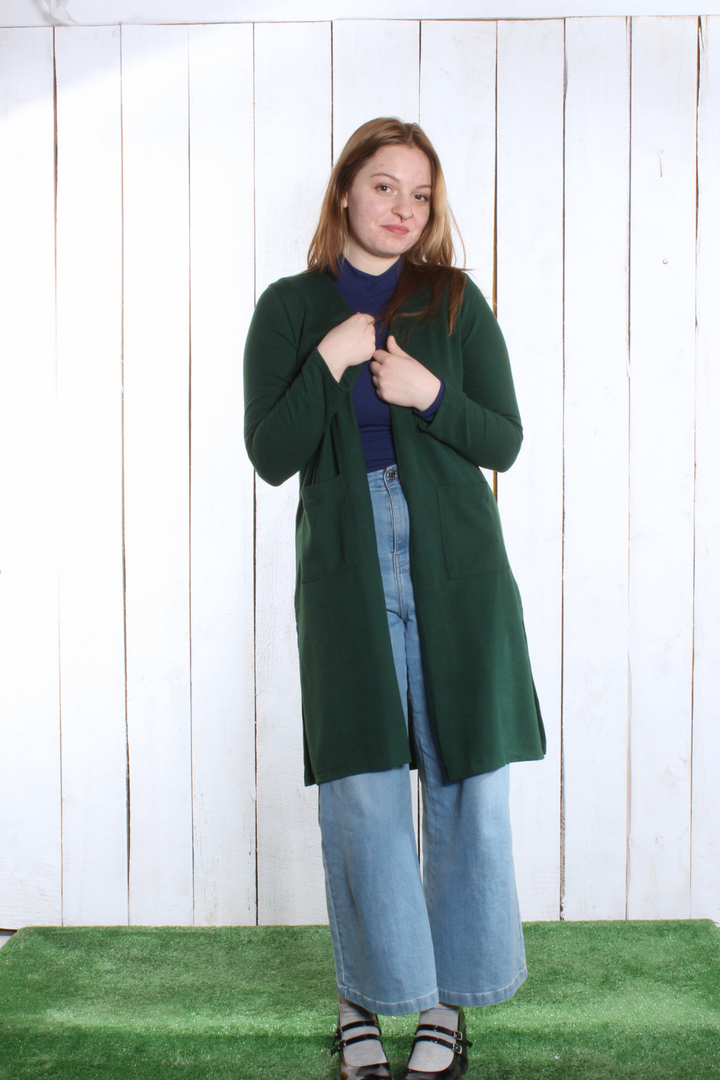 Veste longue droite- 2 poches Vert forêt Vestes by Riches | Roxy Lama