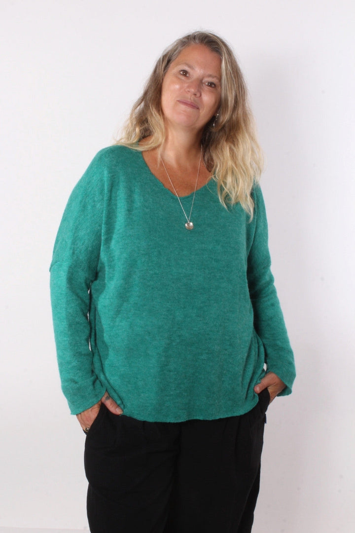 Chandail ample à coupe carrée Selena Émeraude Chandail by Millionnaire | Roxy Lama