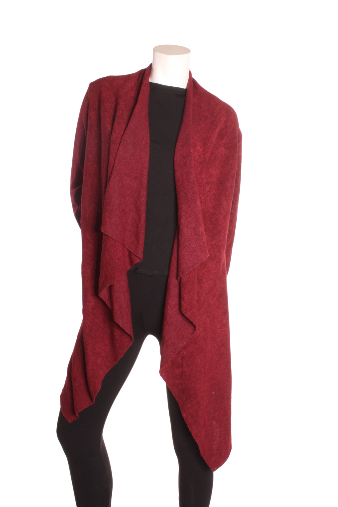 Cindy — Veste longue drapée Bordeaux Vestes by Millionnaire | Roxy Lama