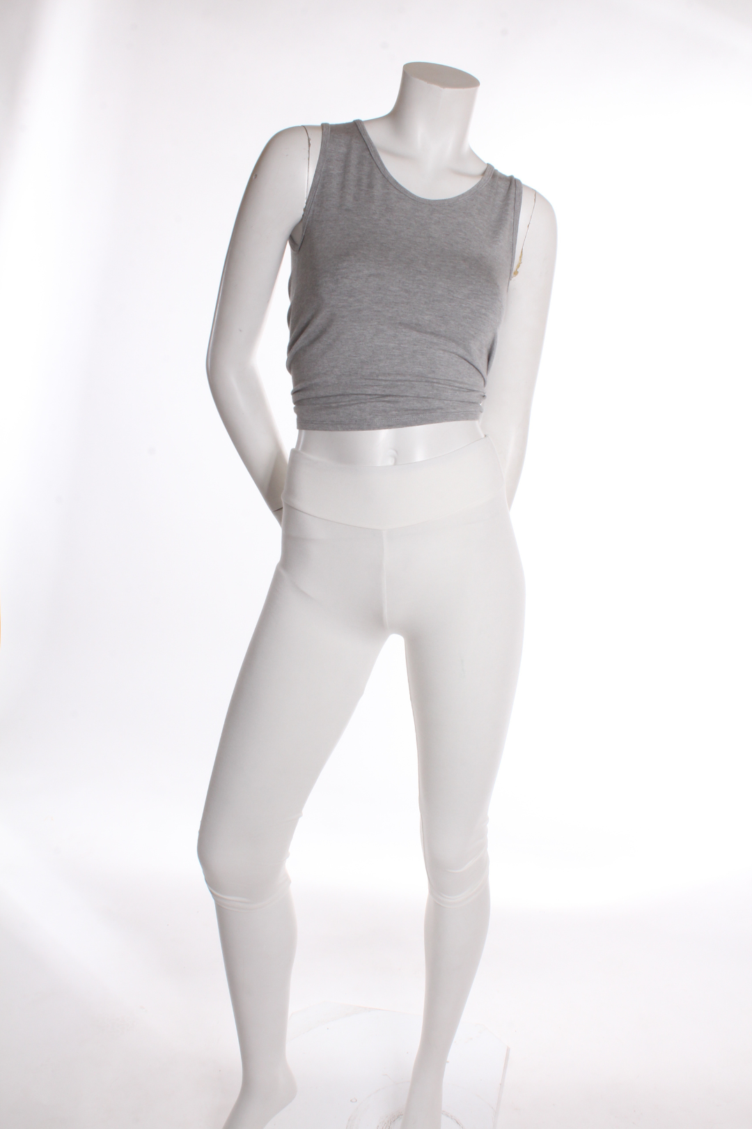 Legging 3/4 uni Sasha — Cheville plissée Blanc S Legging by Riches | Roxy Lama