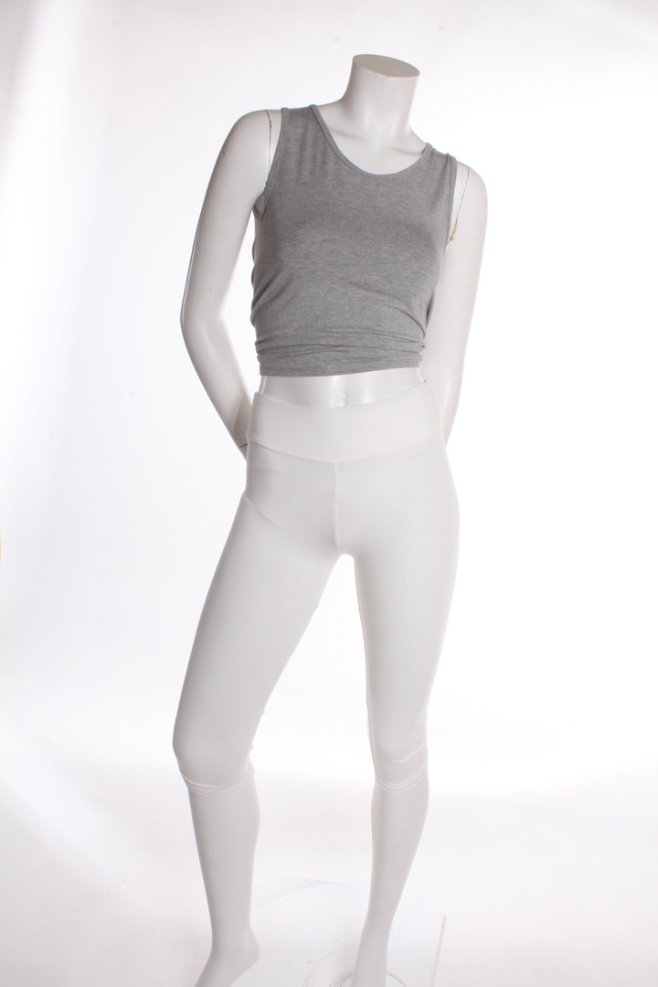Legging 3/4 uni Sasha — Cheville plissée Blanc S Legging by Riches | Roxy Lama